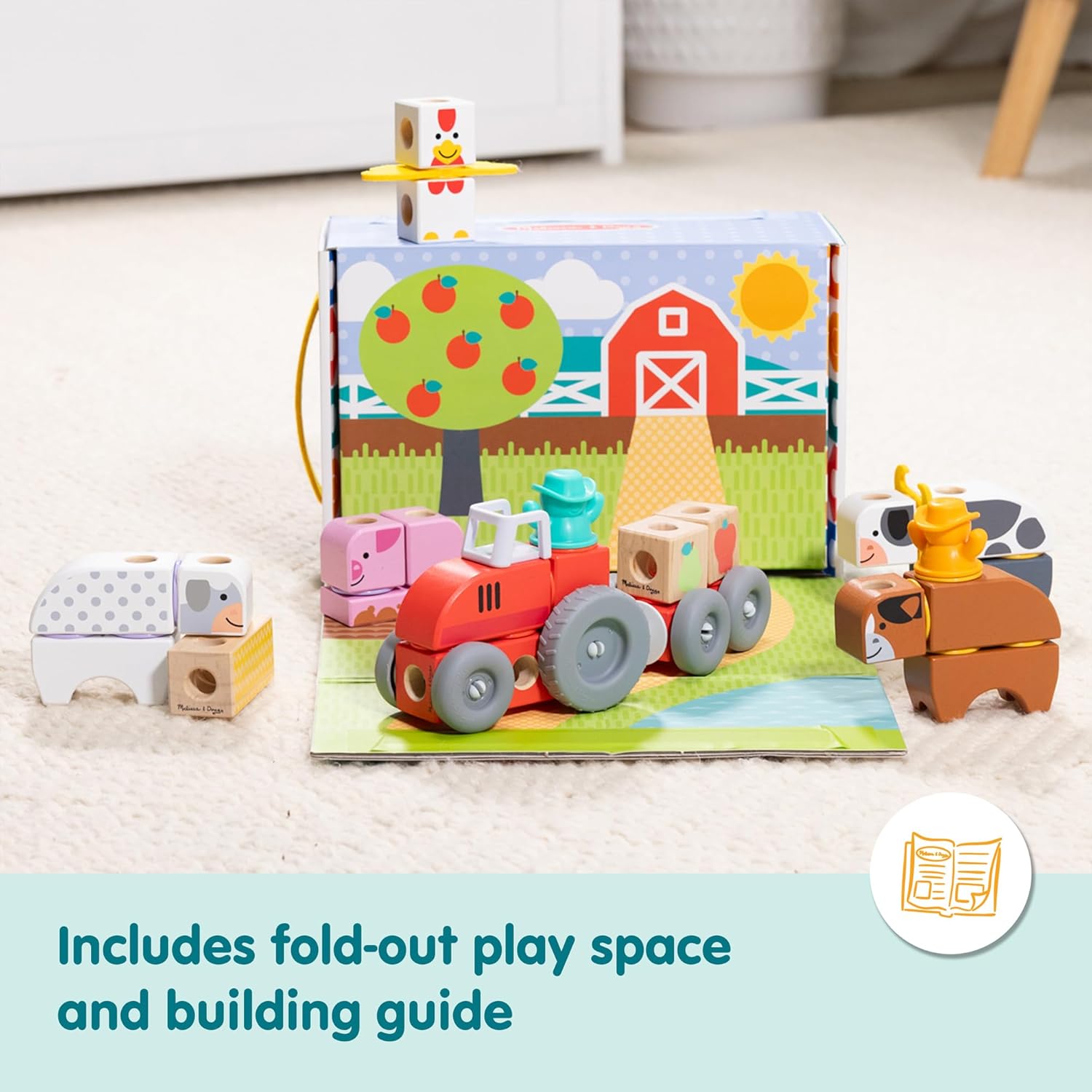Detalle de Melissa & Doug Blockables Farm Snap And Play 56 Pc