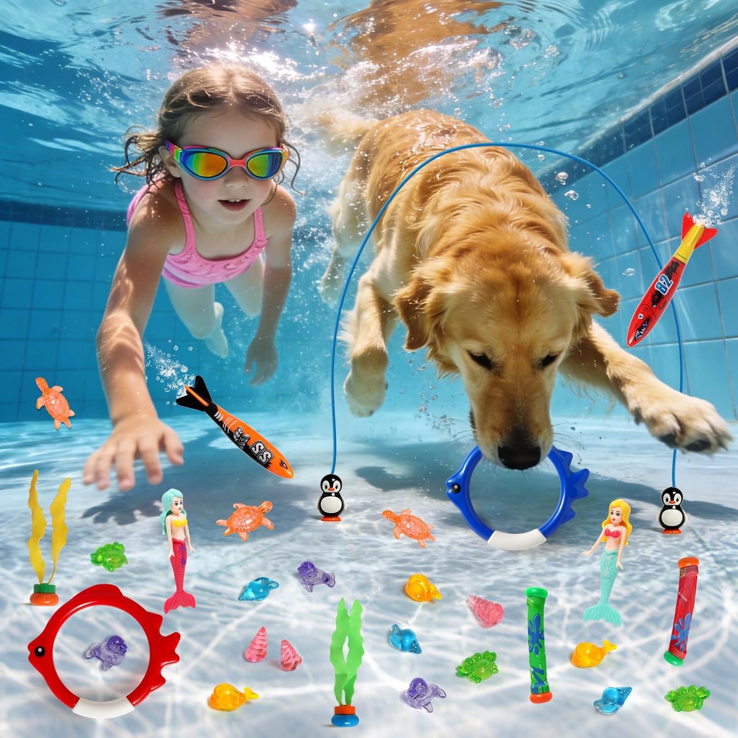 Detalle de Diving Pool Toys for Kids — 32-Piece Water Toy Set for Summer Fun