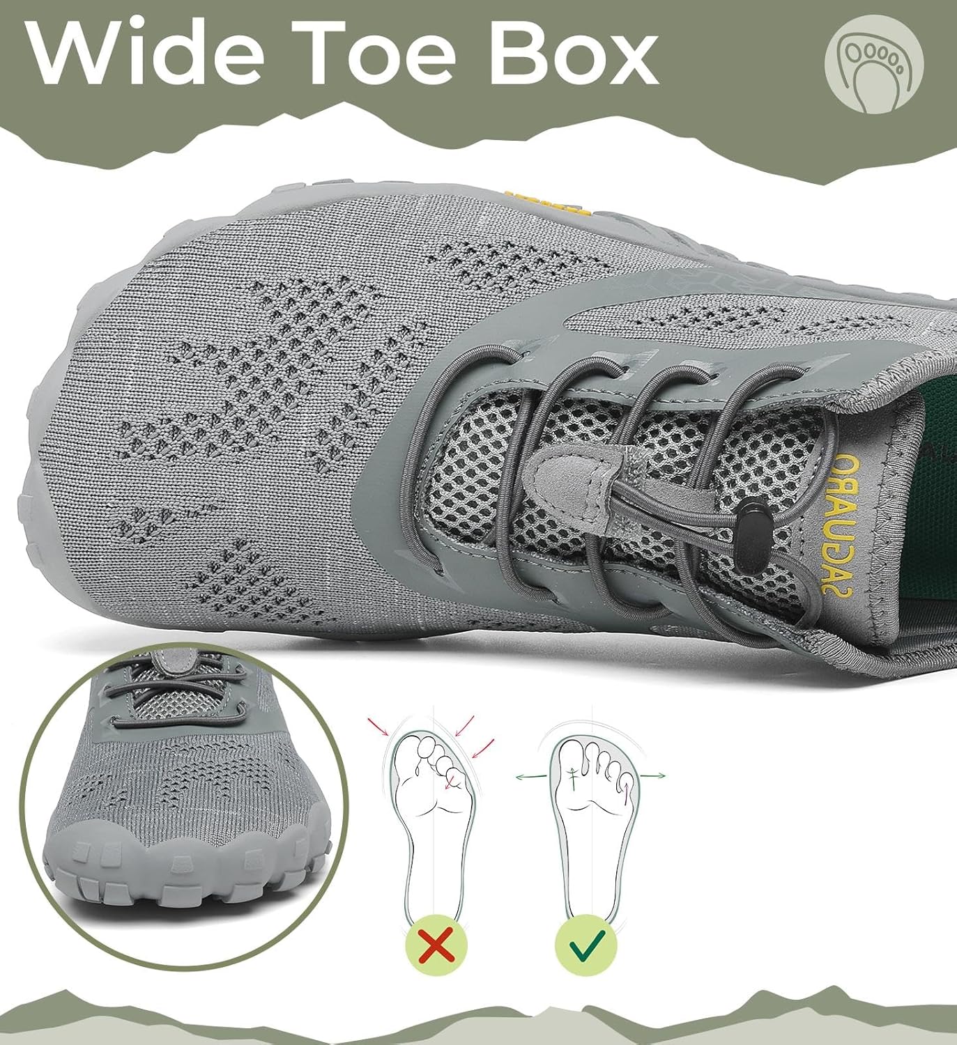 Thumbnail 1 de SAGUARO Barfußschuhe Unisex für Indoor & Outdoor Fitness, Größen 36–48