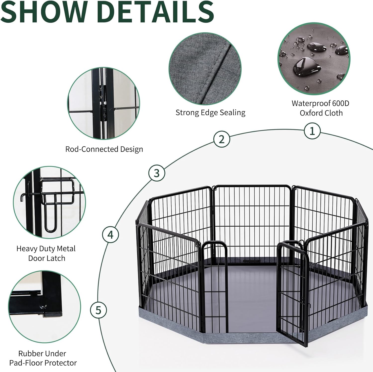 Detalle de PETIME Dog Playpen, 8 Panels