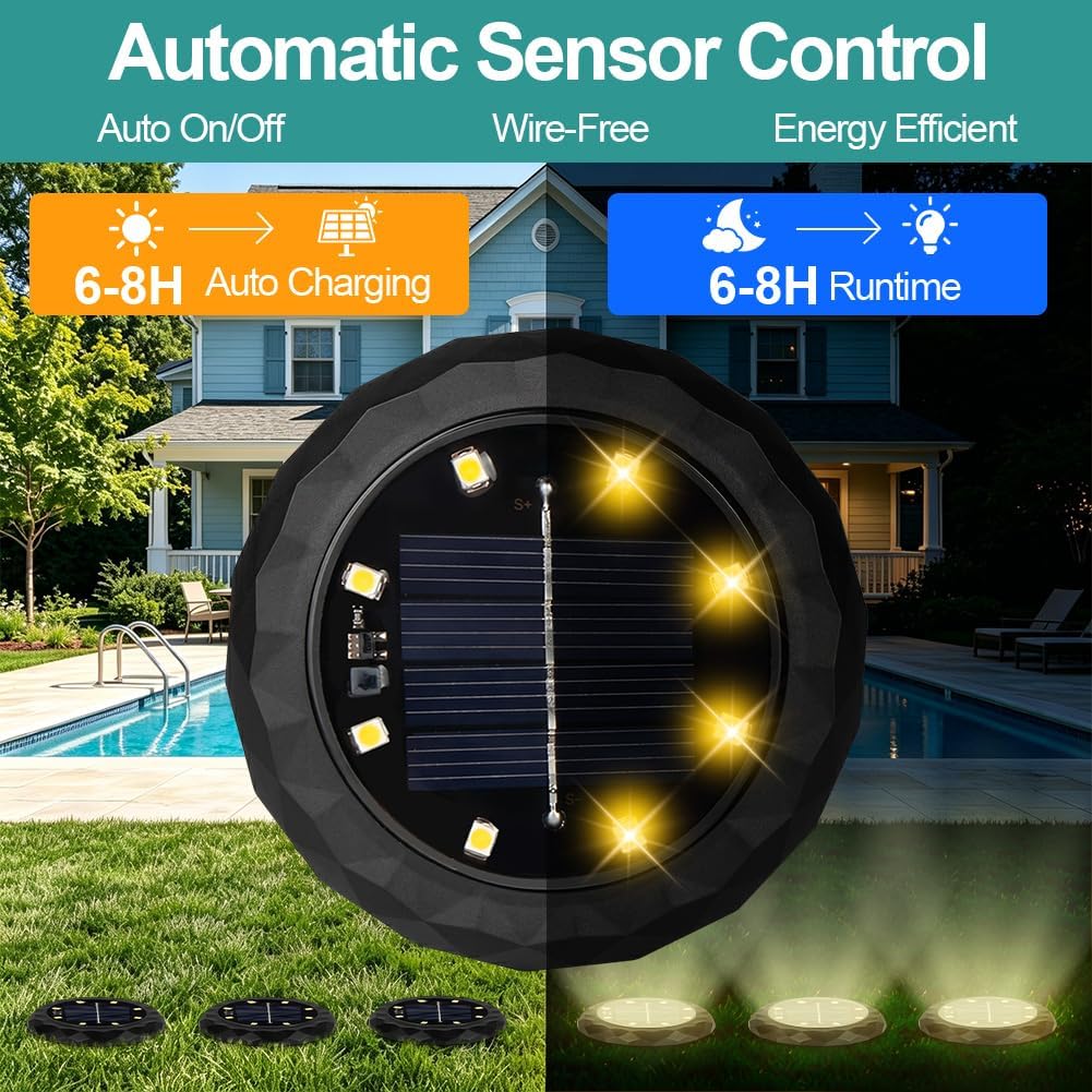 Detalle de OSDUE P2-TYNDXKT260429-FBA solargrondspots, 10 stuks, 8 leds, IP65