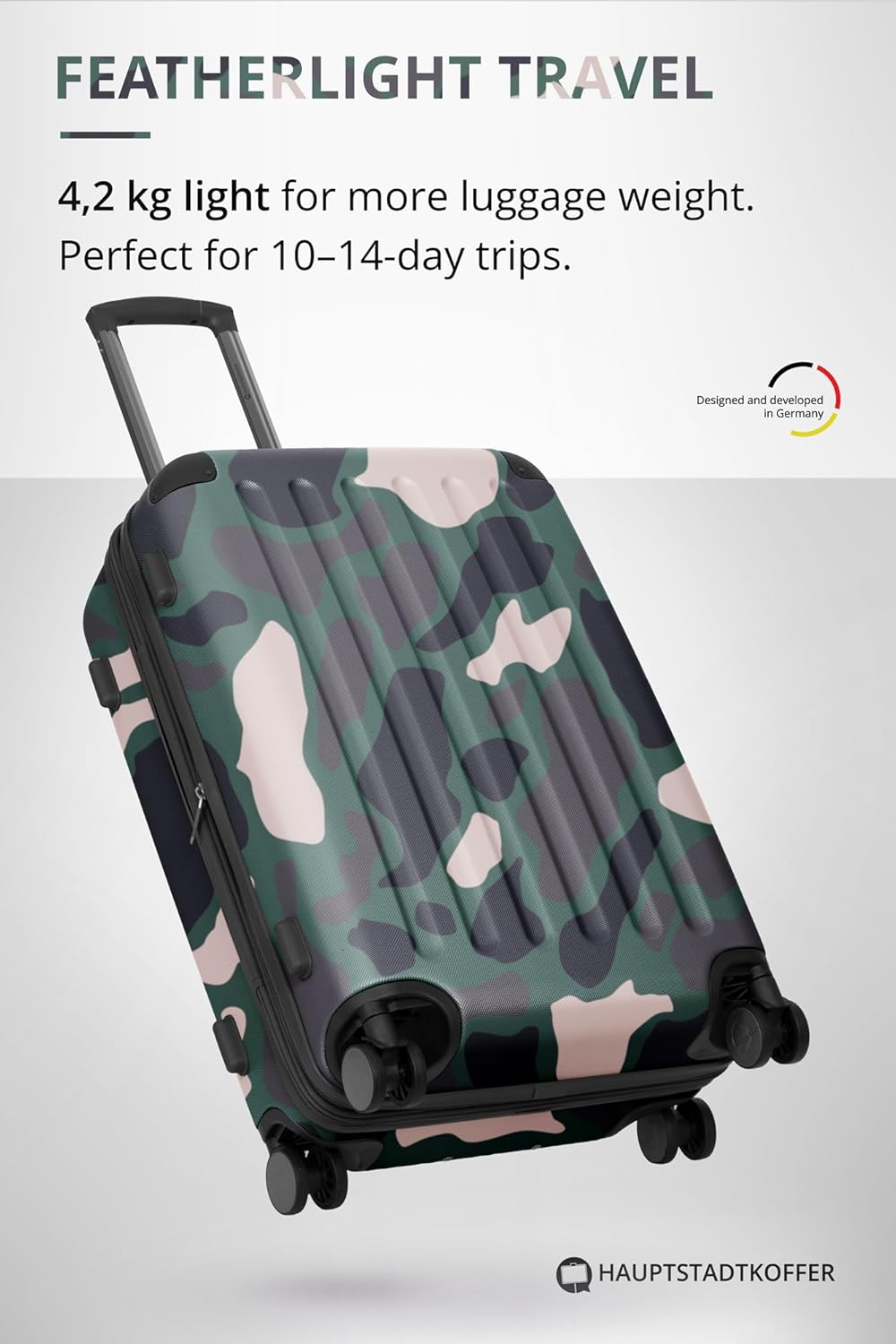 Detalle de Hauptstadtkoffer Spree: Valigia rigida media 65 cm, espandibile, TSA, 4 ruote, camouflage
