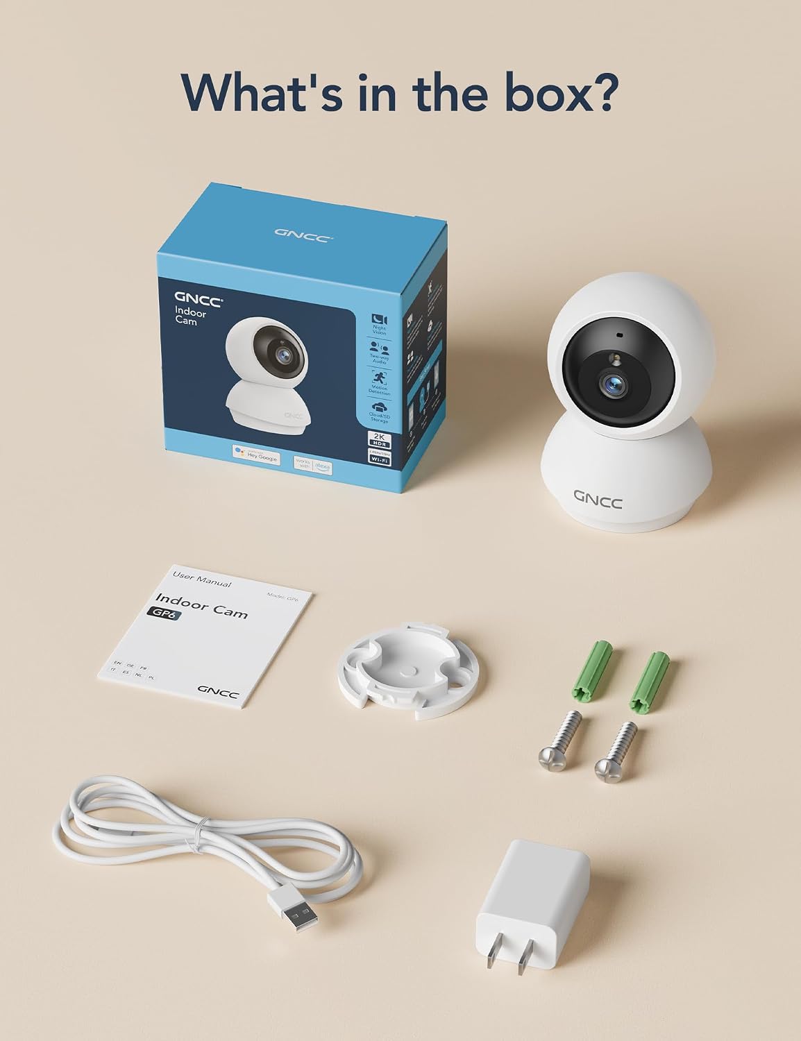 Thumbnail 6 de GNCC GP6 2K Indoor Security Camera, AI Tracking and Night Vision