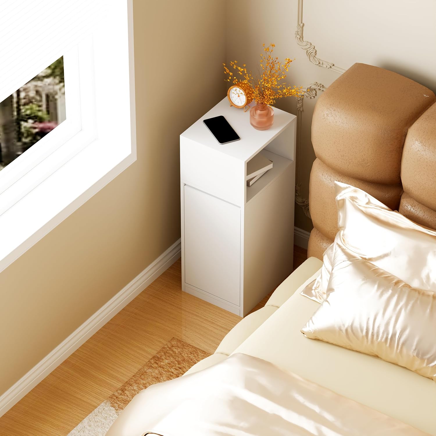 Detalle de BEWISHOME Comodino Stretto 2 pezzi – 25 cm di larghezza, stile moderno