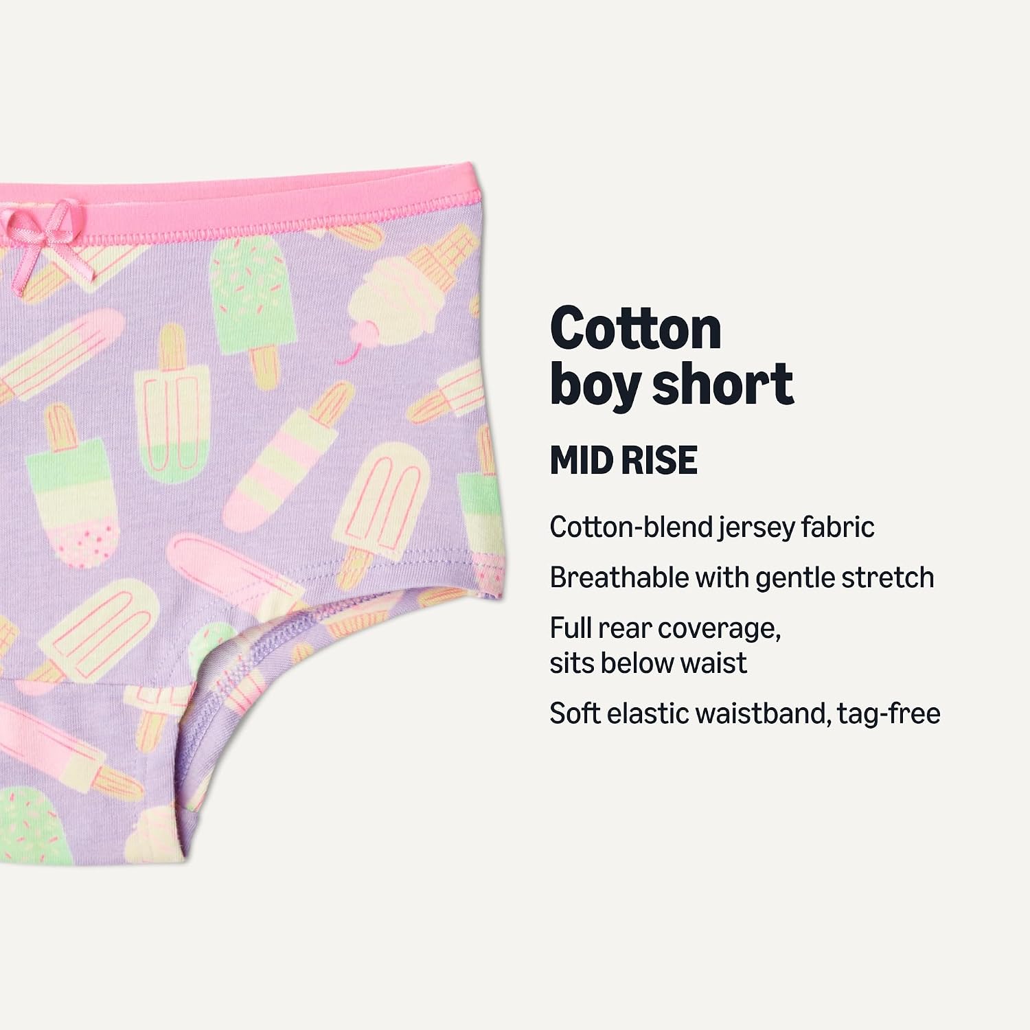 Detalle 2 de Amazon Essentials Girls' Cotton Jersey Boyshort Underwear