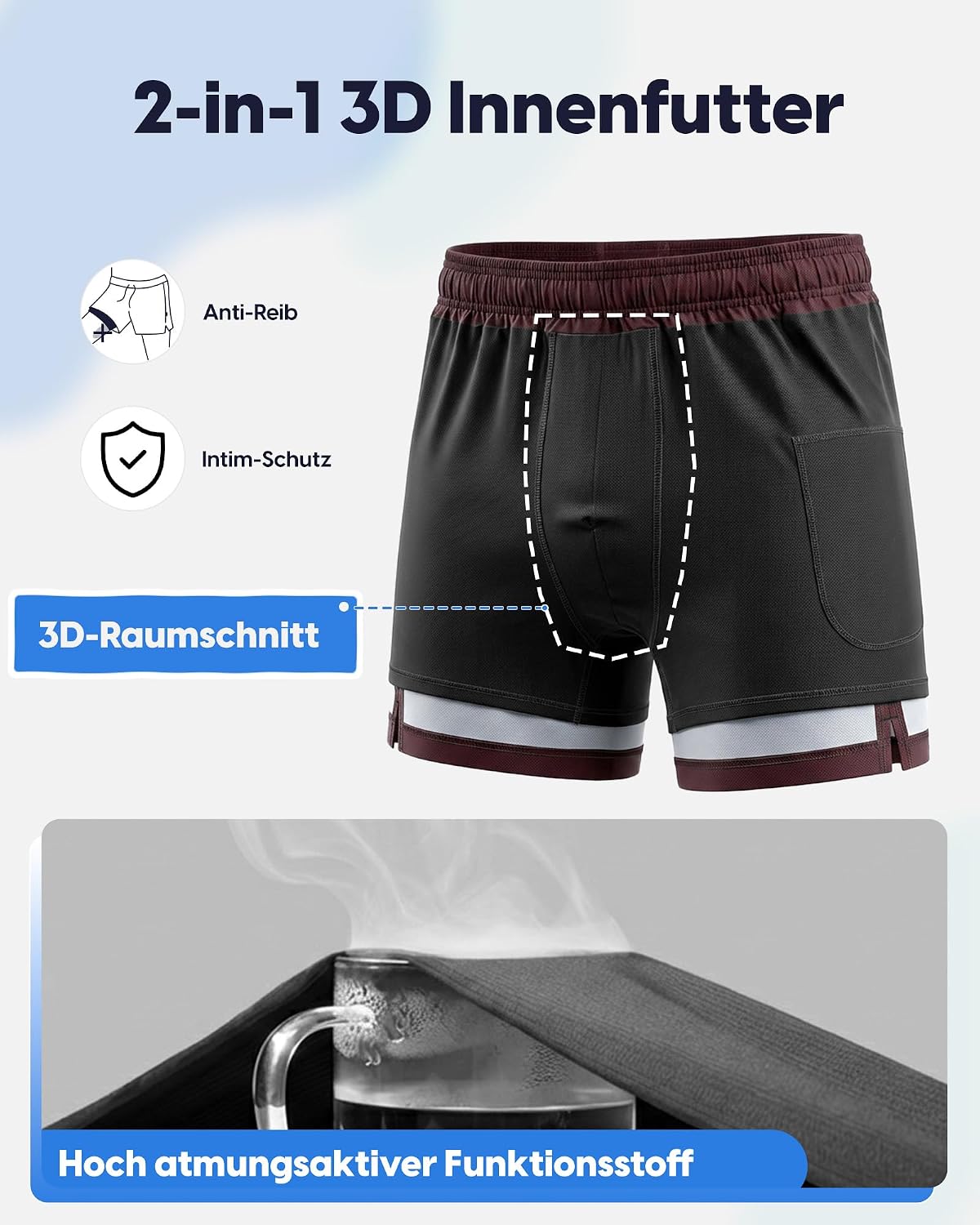 Detalle 2 de MaaMgic 2-in-1-Badehose 7 Zoll für Herren