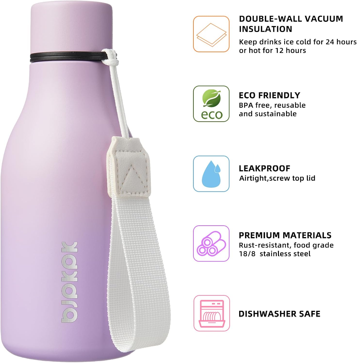 Detalle 2 de BJPKPK Insulated Water Bottle 12 oz