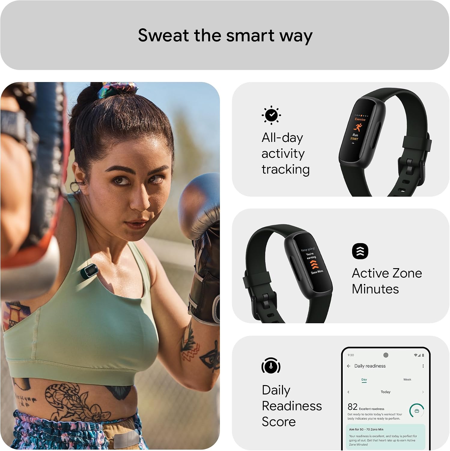 Detalle de Google Fitbit Inspire 3 activity tracker 10 days battery