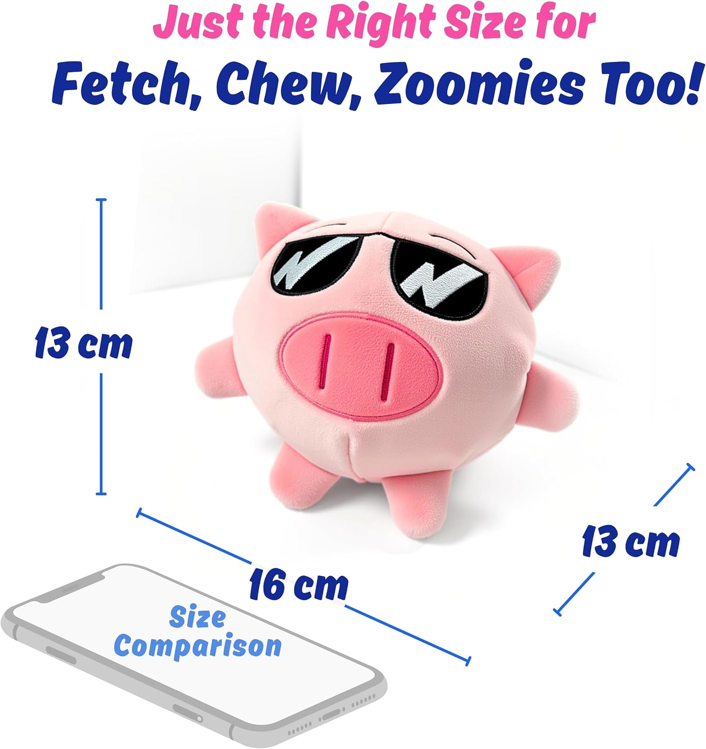 Detalle de PeppyPawz Piggy 3-in-1 Plush Dog Chew Toy – Durable Squeaky Toy with No Stuffing