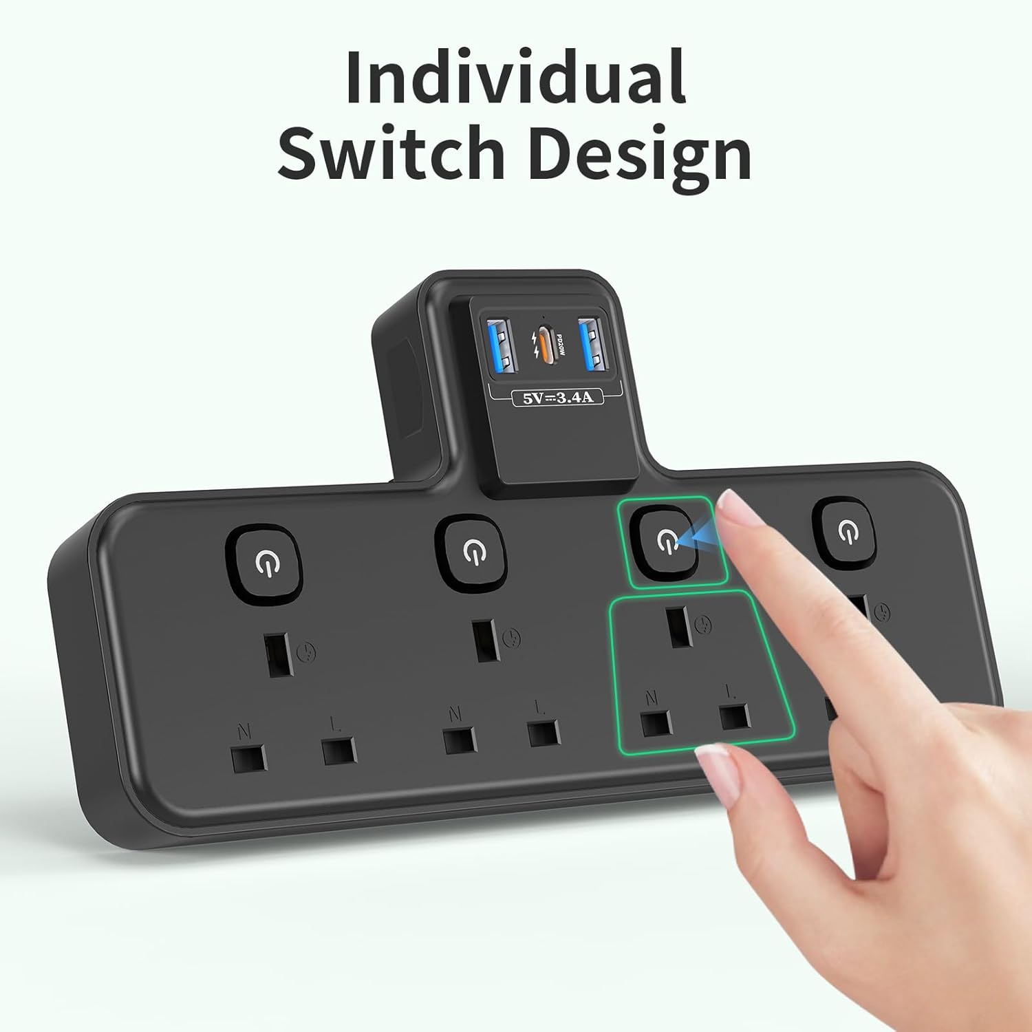 Thumbnail 4 de PASSUS Multi Plug Extension Socket 3250W with PD20W USB-C ๐