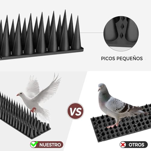 Detalle 2 de Pinchos Antipalomas 5.7 Metros – 20 Pcs Negro de YMYH: ahuyentar palomas y gatos de balcones y fachadas