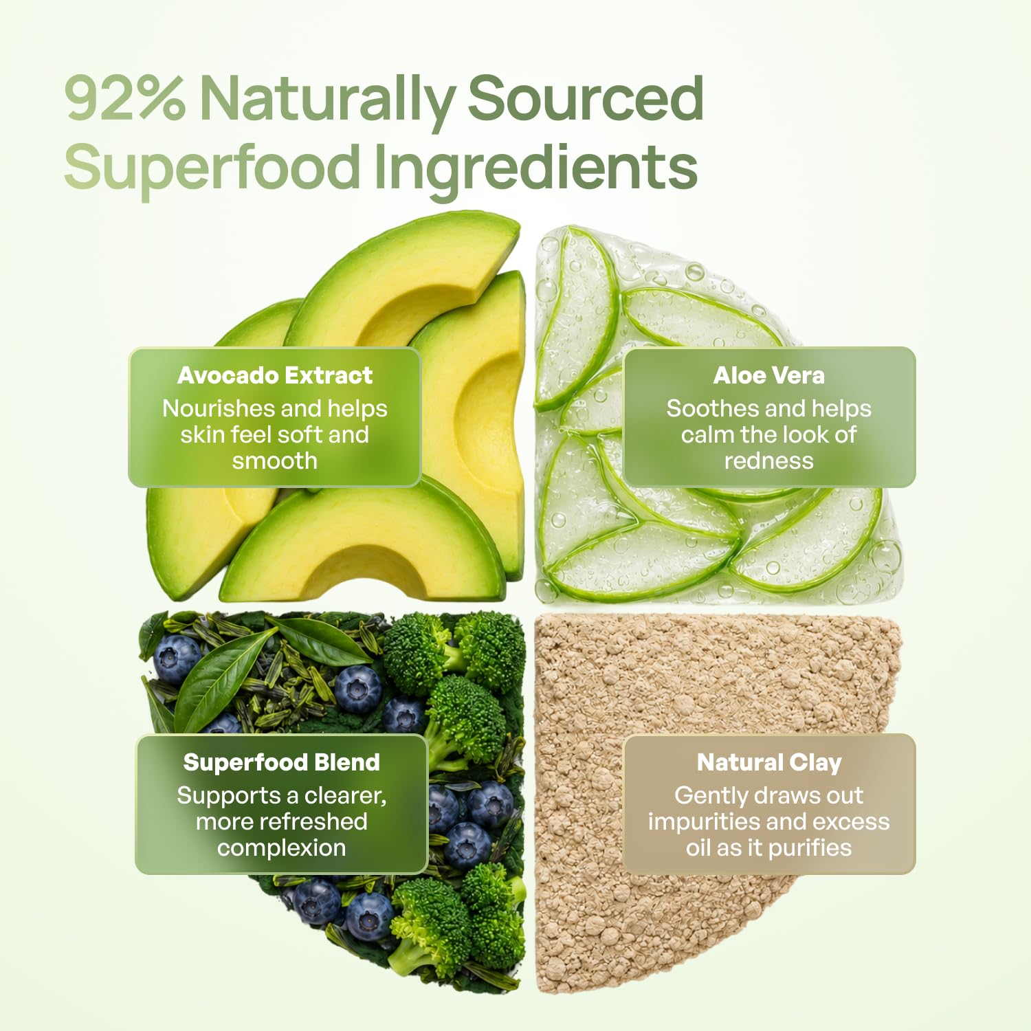 Detalle de PLANTIFIQUE Korean Skincare Clay Mask – Hydrating Avocado & Superfoods Mud Mask