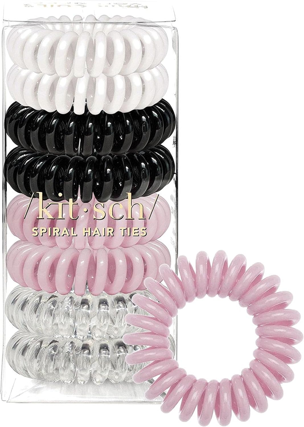 Detalle de Kitsch Spiral Hair Ties, Clear Plastic Coils, 4-Pack