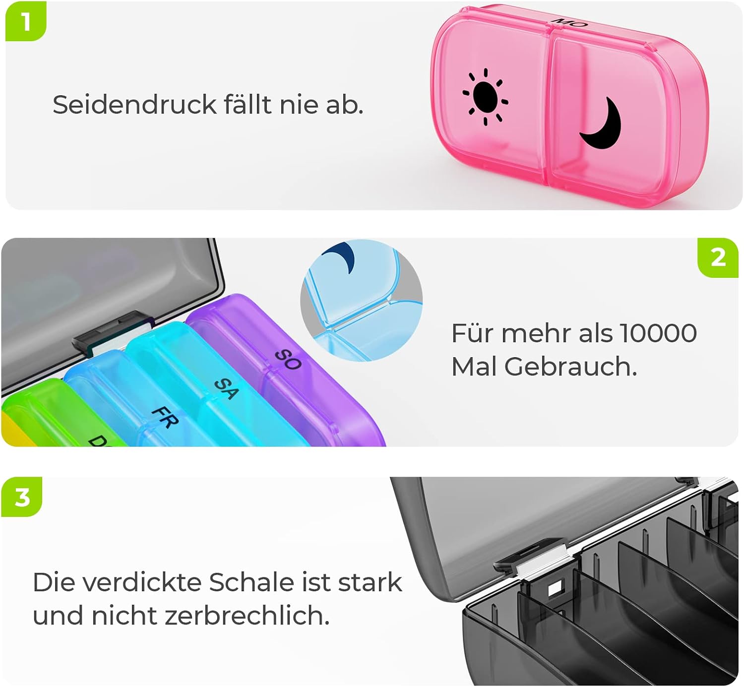 Detalle de AUVON Tablettenbox 7 Tage handlich đź’Š
