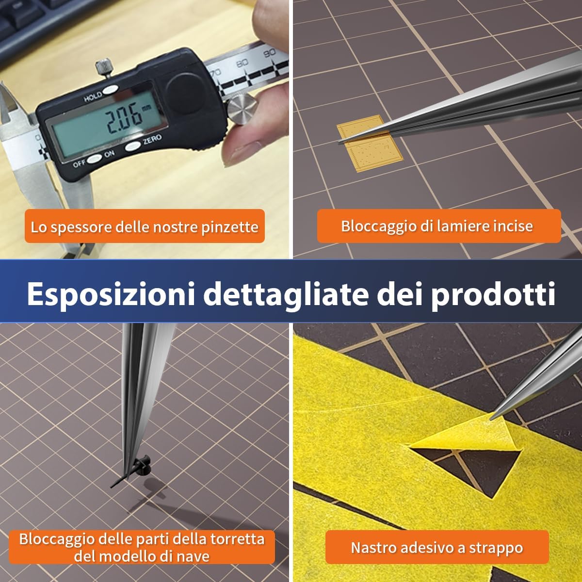 Thumbnail 5 de stedi Set da 2 coppie di pinzette di precisione ispessite in acciaio inox per modellismo