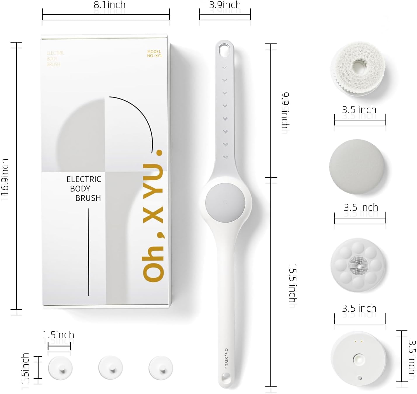 Thumbnail 6 de Oh,XIYU Electric Back Scrubber (3-in-1) – IPX7 waterproof rechargeable dry brush with lotion applicator