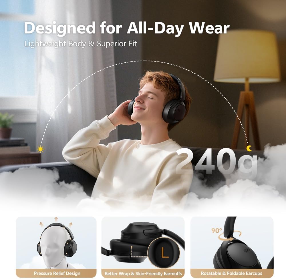 Thumbnail 5 de QCY H3S Cuffie Bluetooth Over-Ear con ANC adattiva fino a -56 dB e autonomia fino a 102 ore