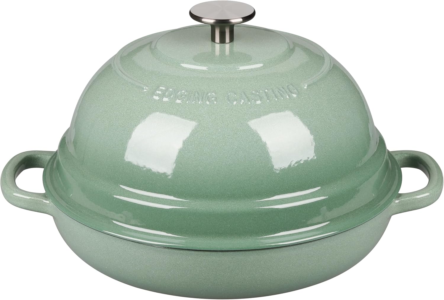 Detalle de Edging Casting Enameled Cast Iron Dutch Oven with Lid, 6-Quart Round Bread Oven for Sourdough (Sage Green)