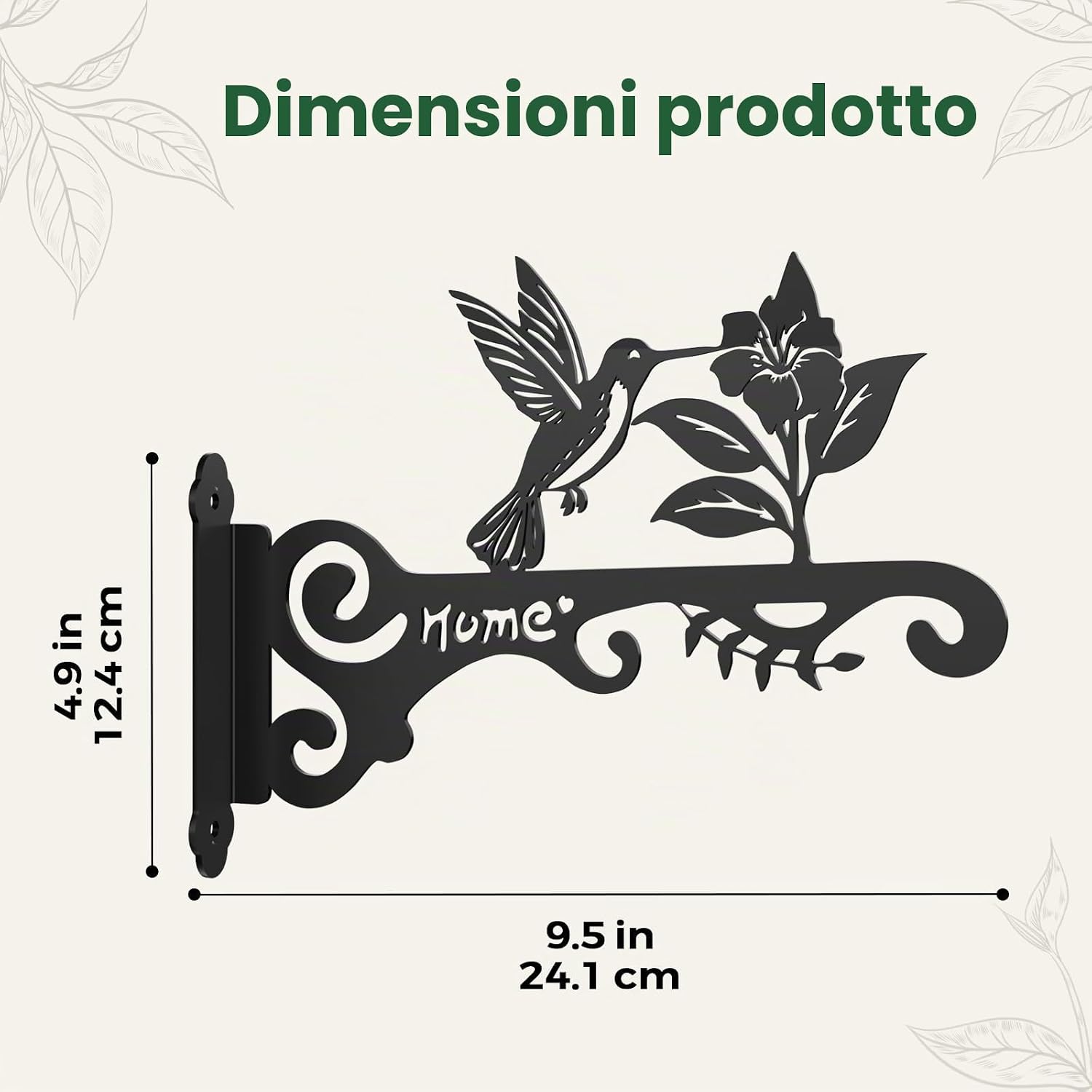 Detalle de Bamworld Staffa da parete per piante – confezione da 2 pezzi, supporto decorativo con motivo colibrì