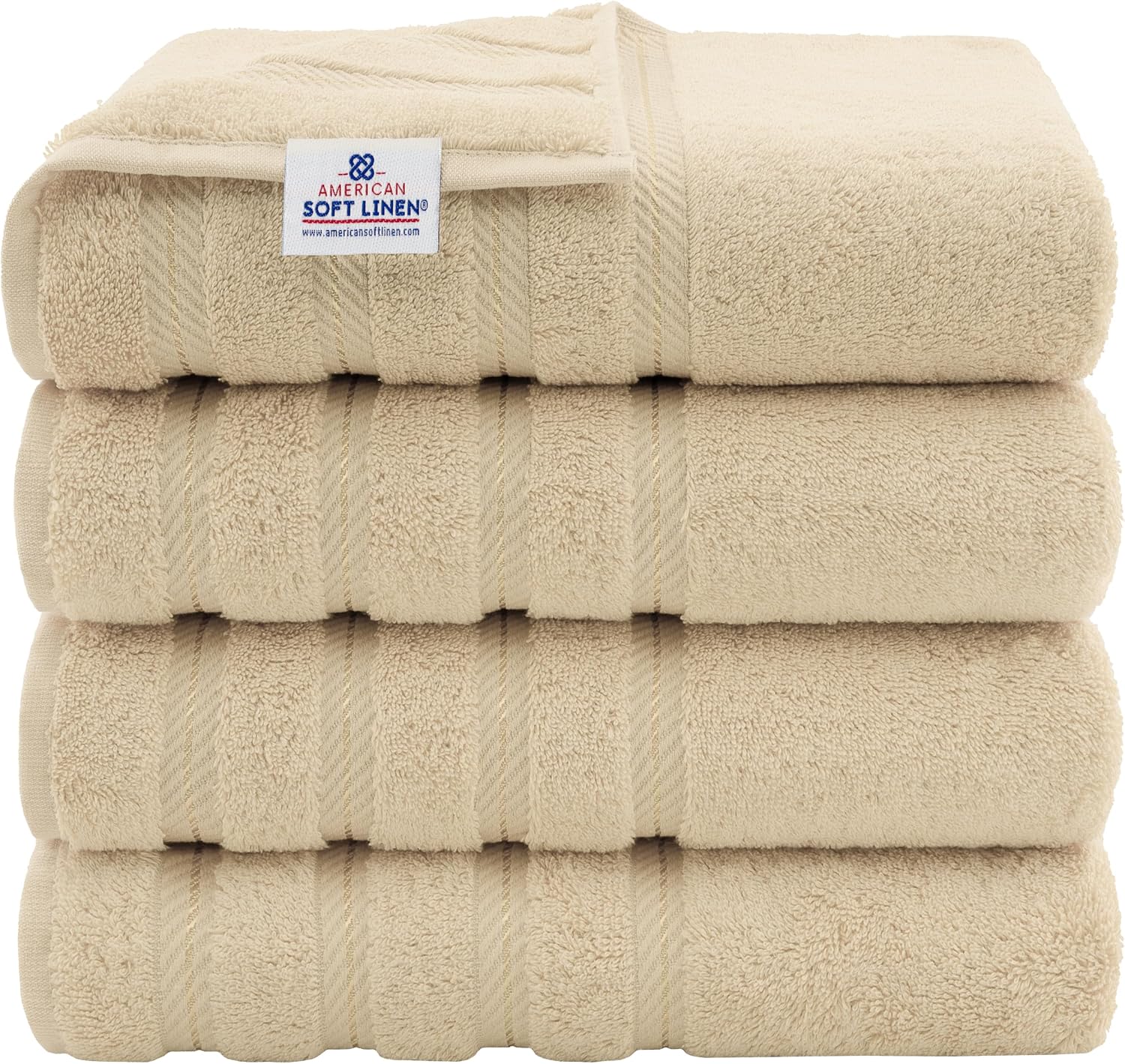Detalle de American Soft Linen Luxury 4-Piece 27x54 Bath Towel Set