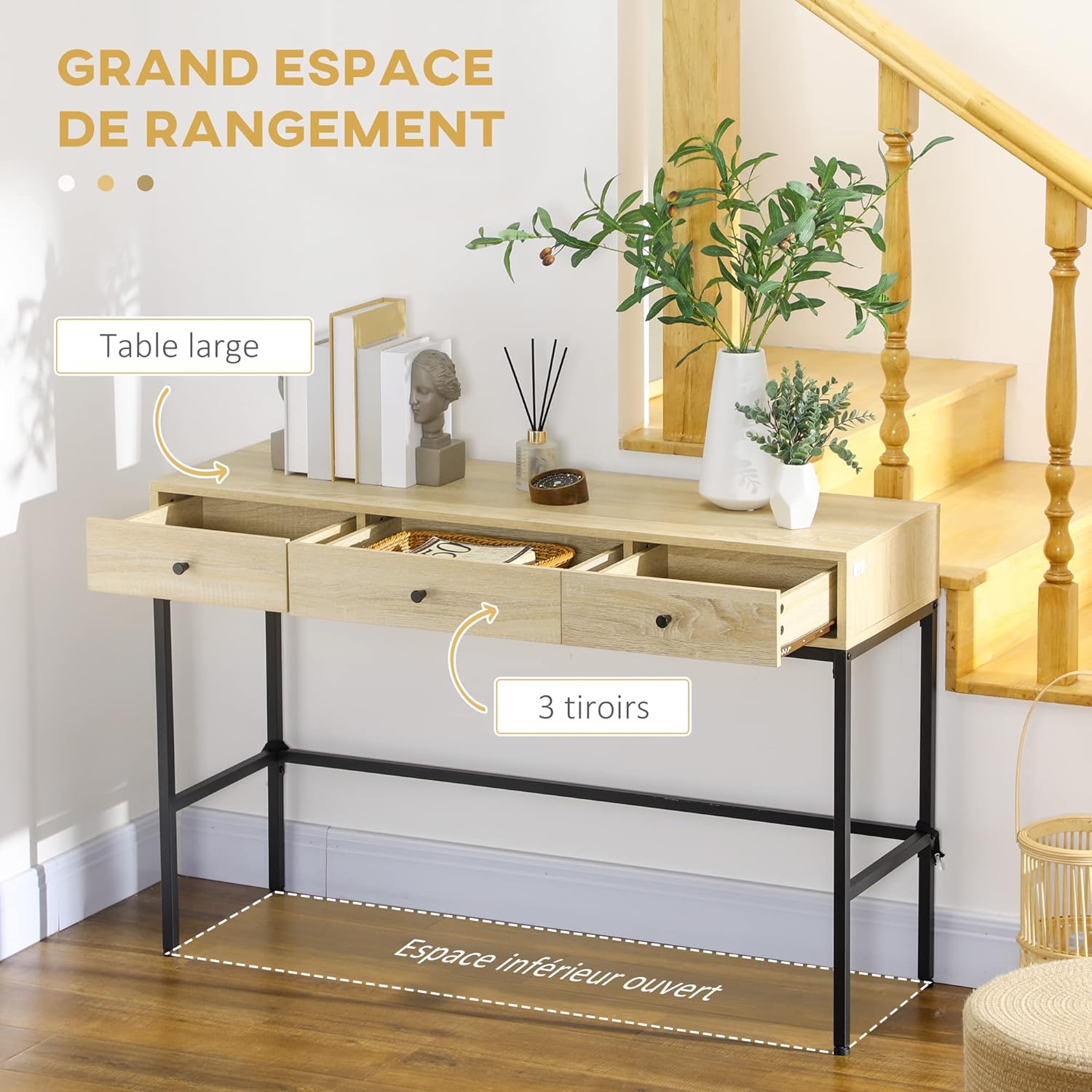 Thumbnail 4 de HOMCOM Table Console 120 x 39,8 cm Effet bois