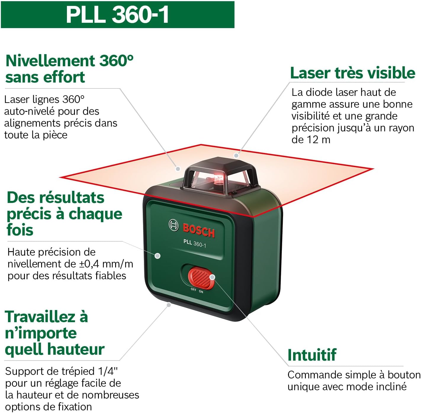 Detalle de Bosch PLL 360-1: Laser de nivellement plan 360° avec auto-nivellement