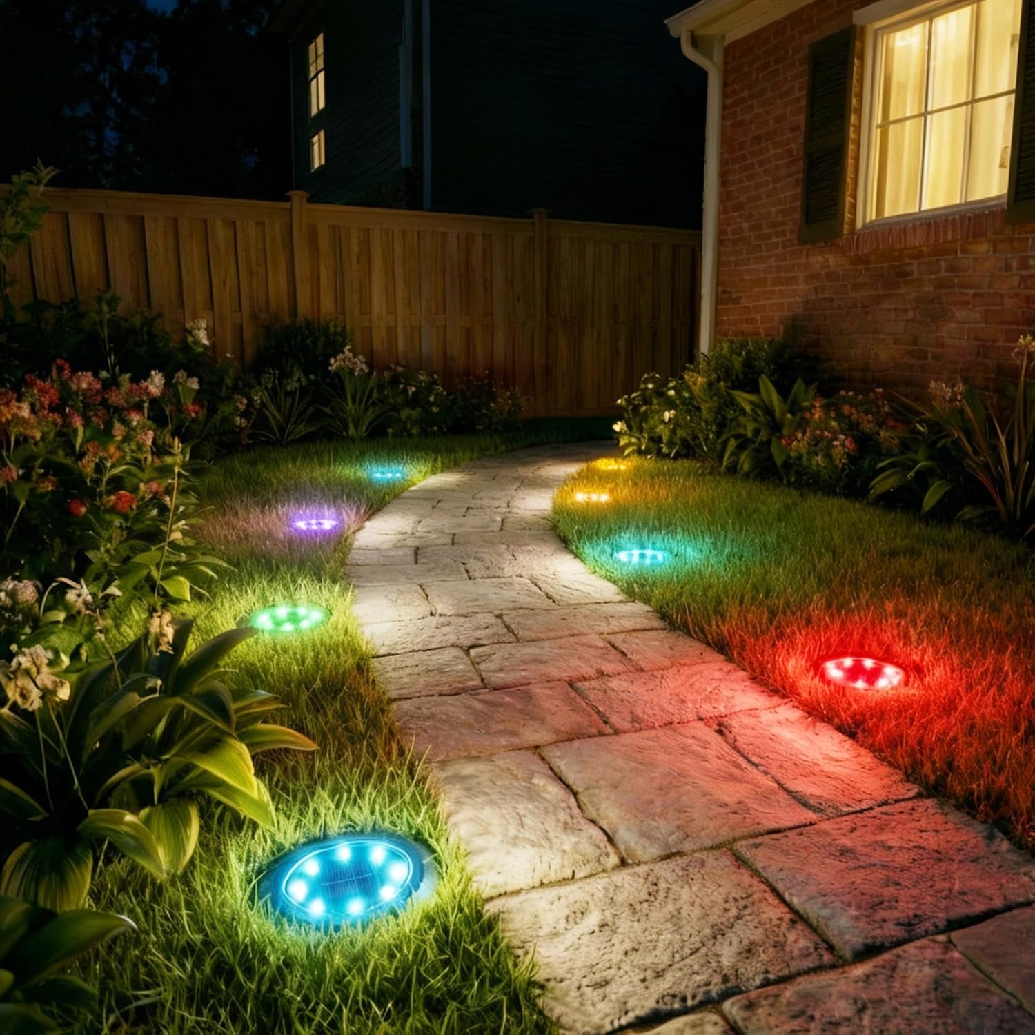 Thumbnail 1 de ZFITEI Solar Ground Lights Outdoor Garden (12 Pack) – IP65 Waterproof Multi-colour