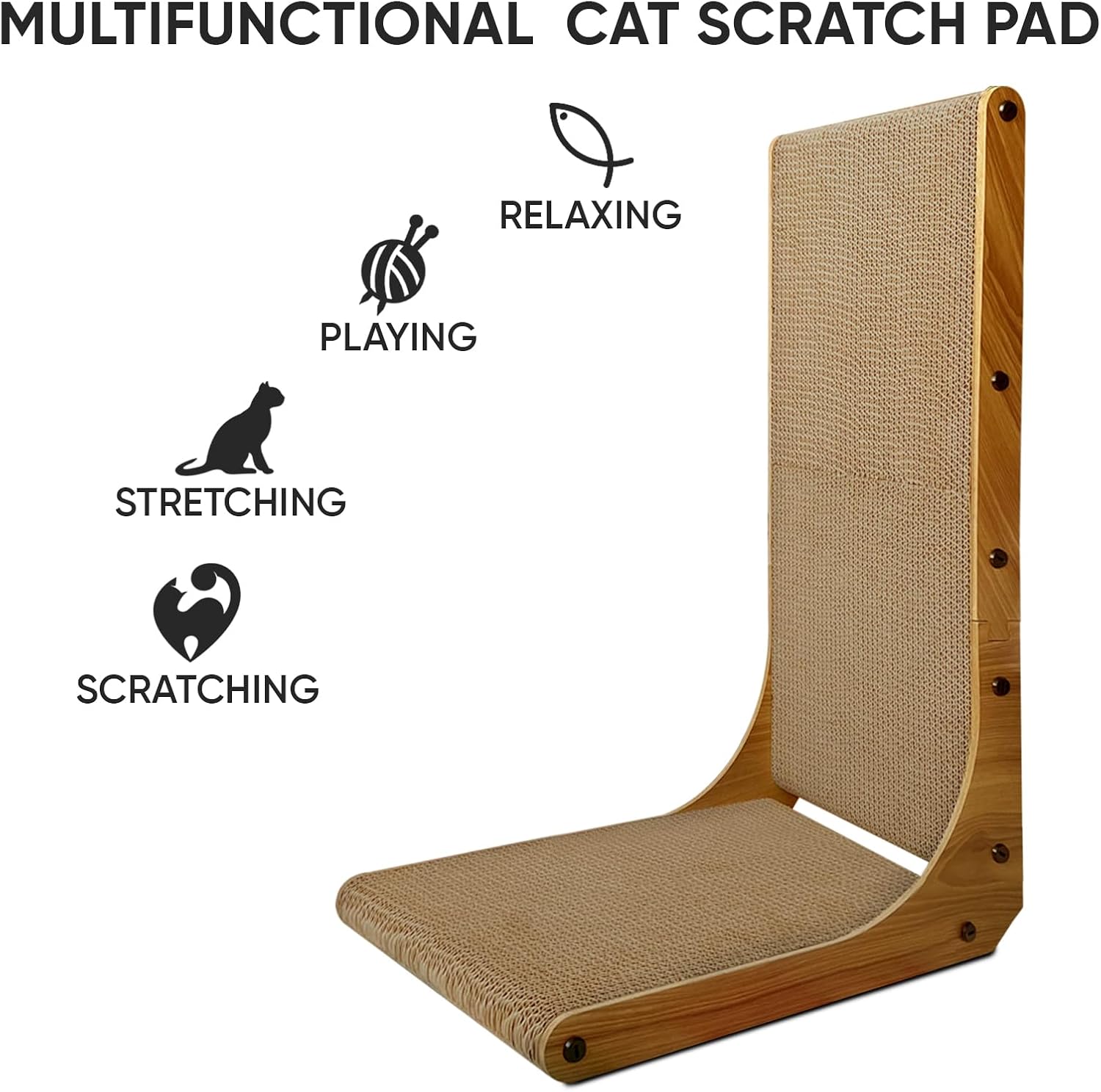 Detalle de AGYM Cat Scratcher, 26 inch L‑Shape Cardboard Scratching Pad for Indoor Cats