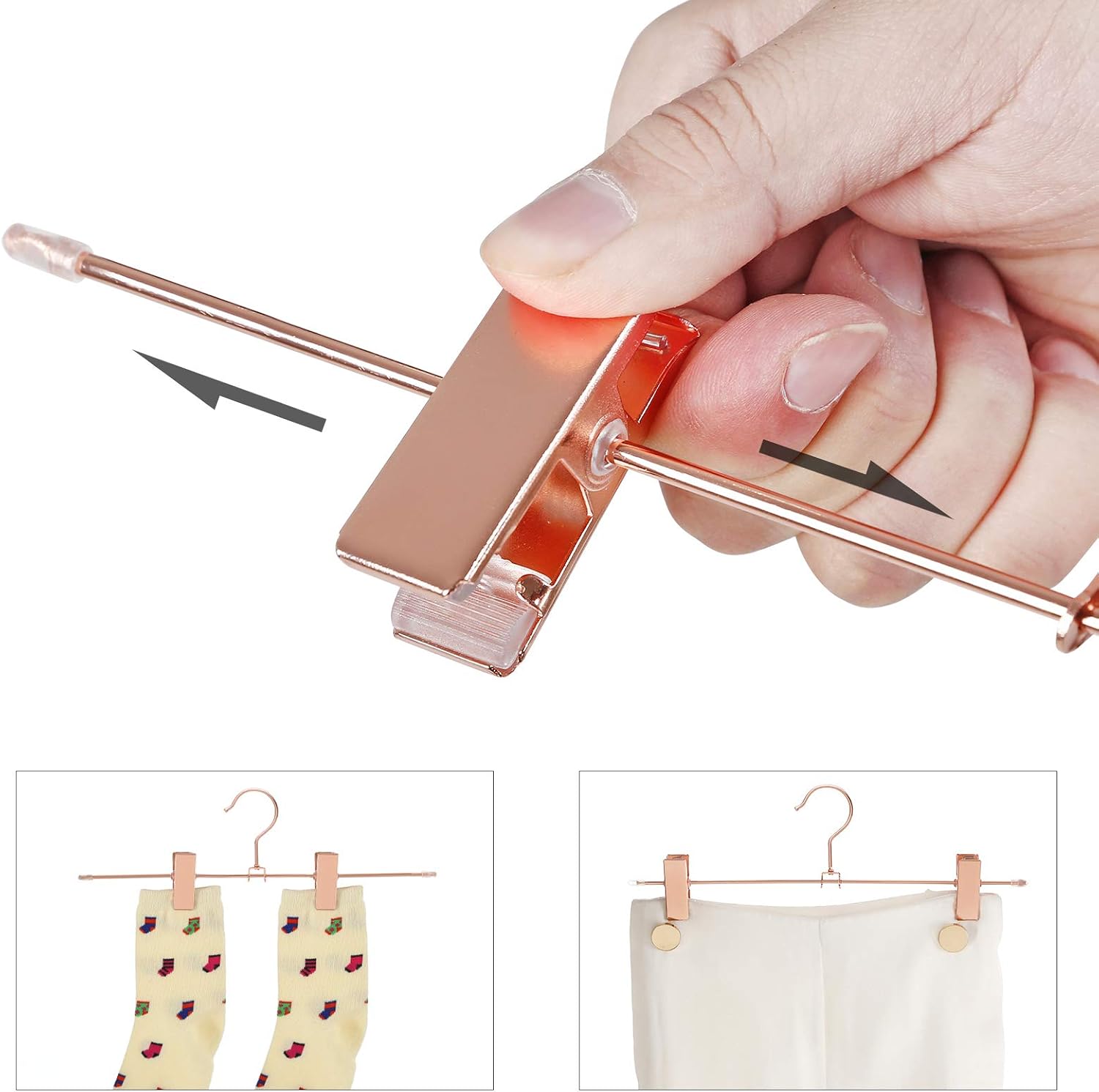 Detalle 2 de SONGMICS CRI46R-10 Metal Trouser Hangers, 31 cm, Rose Gold, 10-Pack