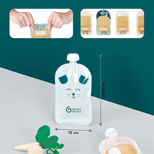 Thumbnail 4 de Babymoov 20 Gourdes Réutilisables pour Bébé et Enfant – 150 ml, Plastique Recyclé, Sans BPA, Hermétiques et Réinscriptibles
