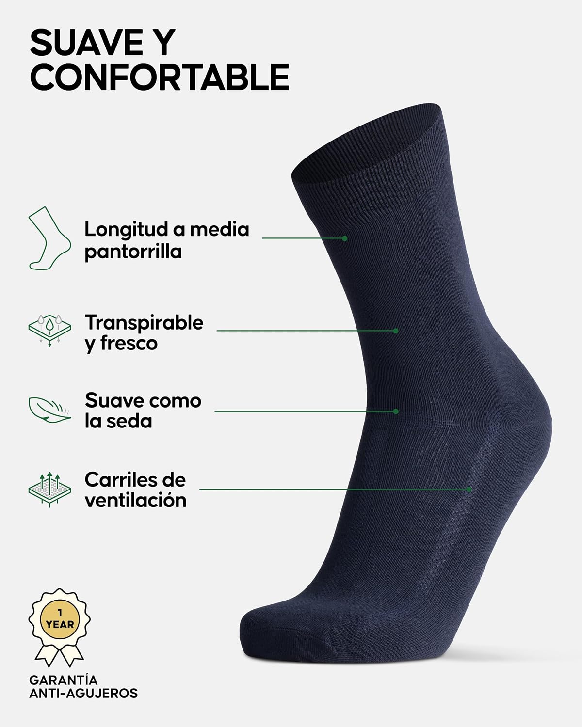 Detalle 2 de DANISH ENDURANCE Calcetines de Bambú 3 Pack