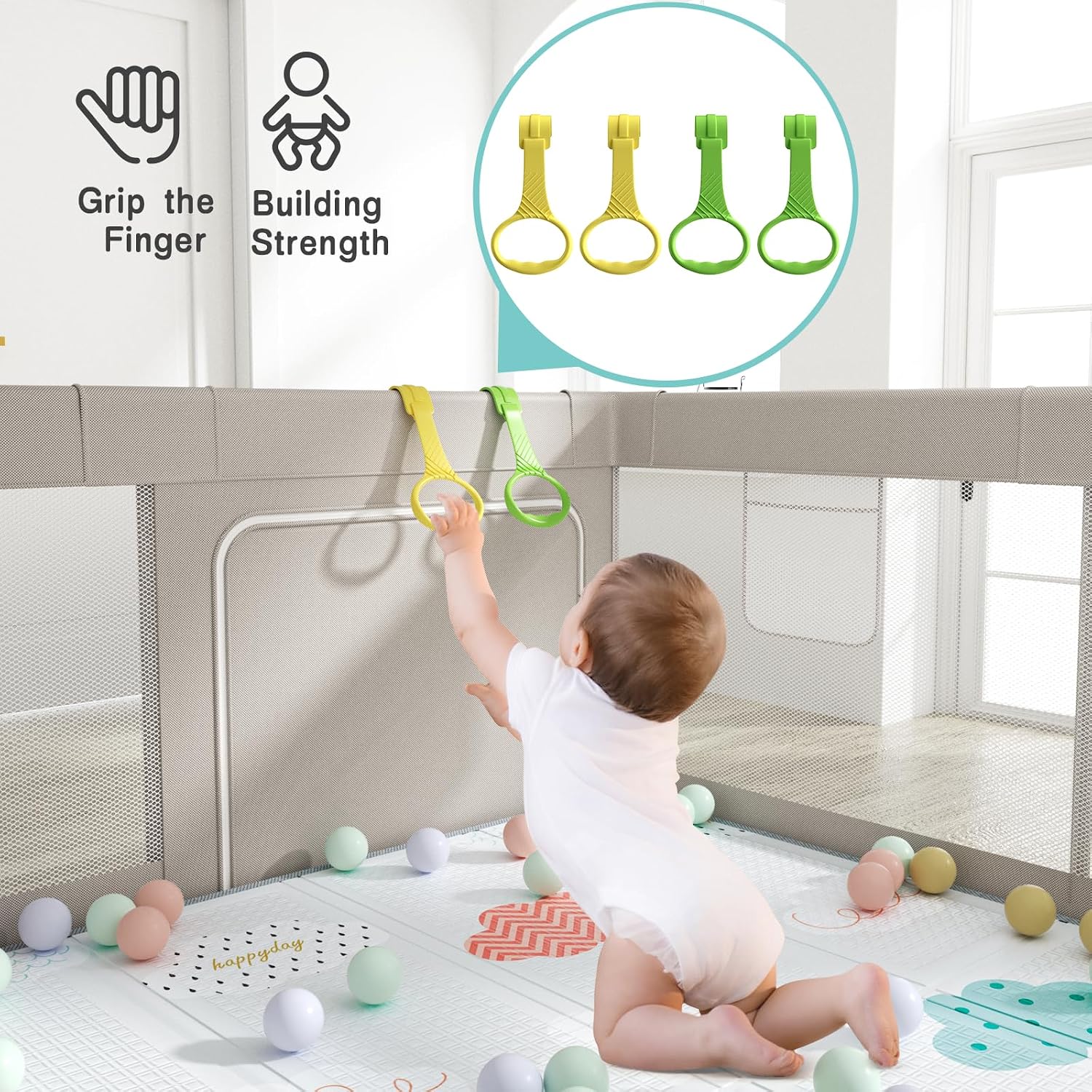 Thumbnail 3 de Uanlauo 150x150cm Laufstall mit Spielmatte – XXL Aktivitätsbereich für Baby und Kleinkind