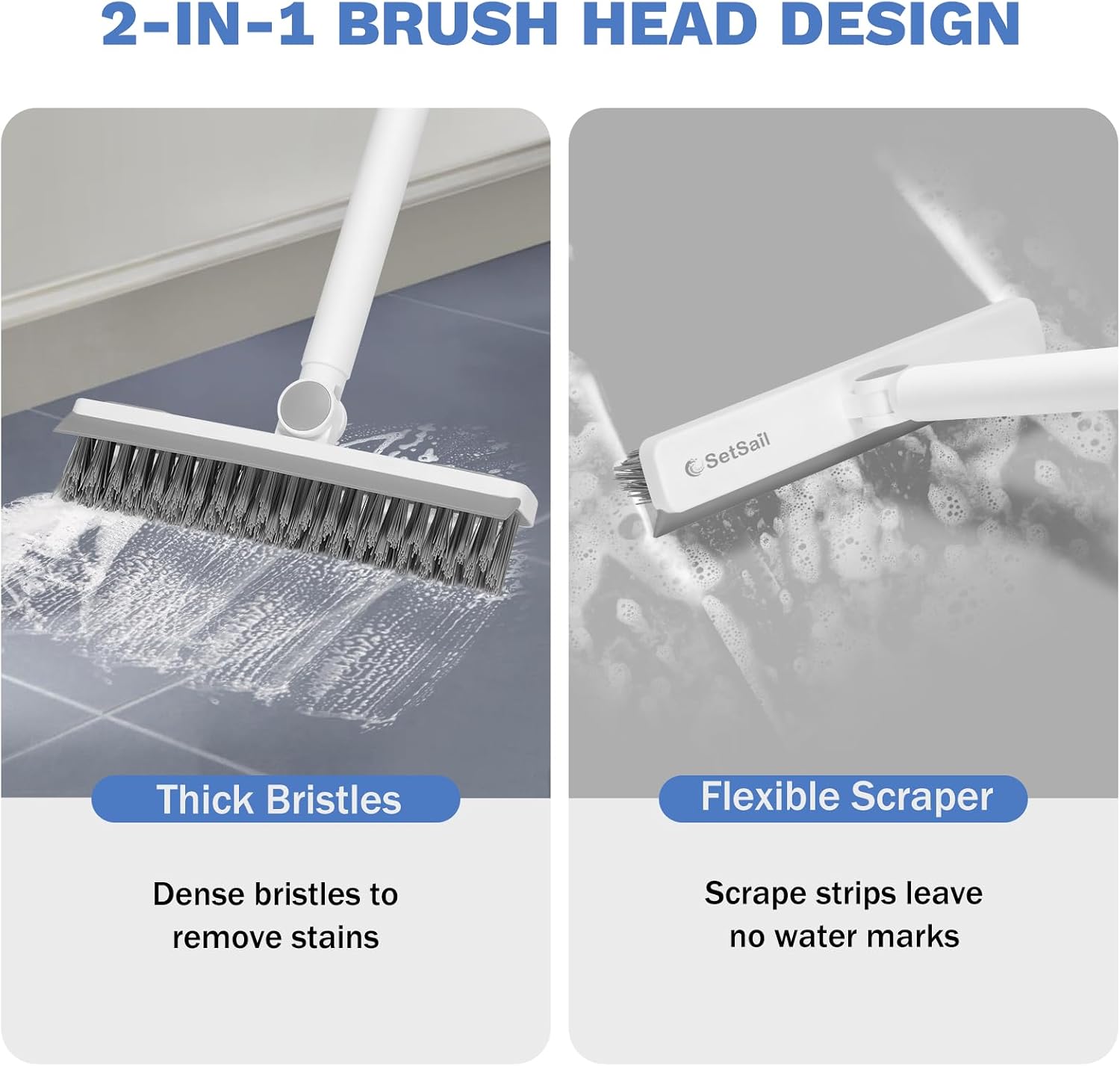 Detalle de SetSail Grout Cleaner Brush with Long Handle: V-Shaped Scrubbing Power for Tight Spaces
