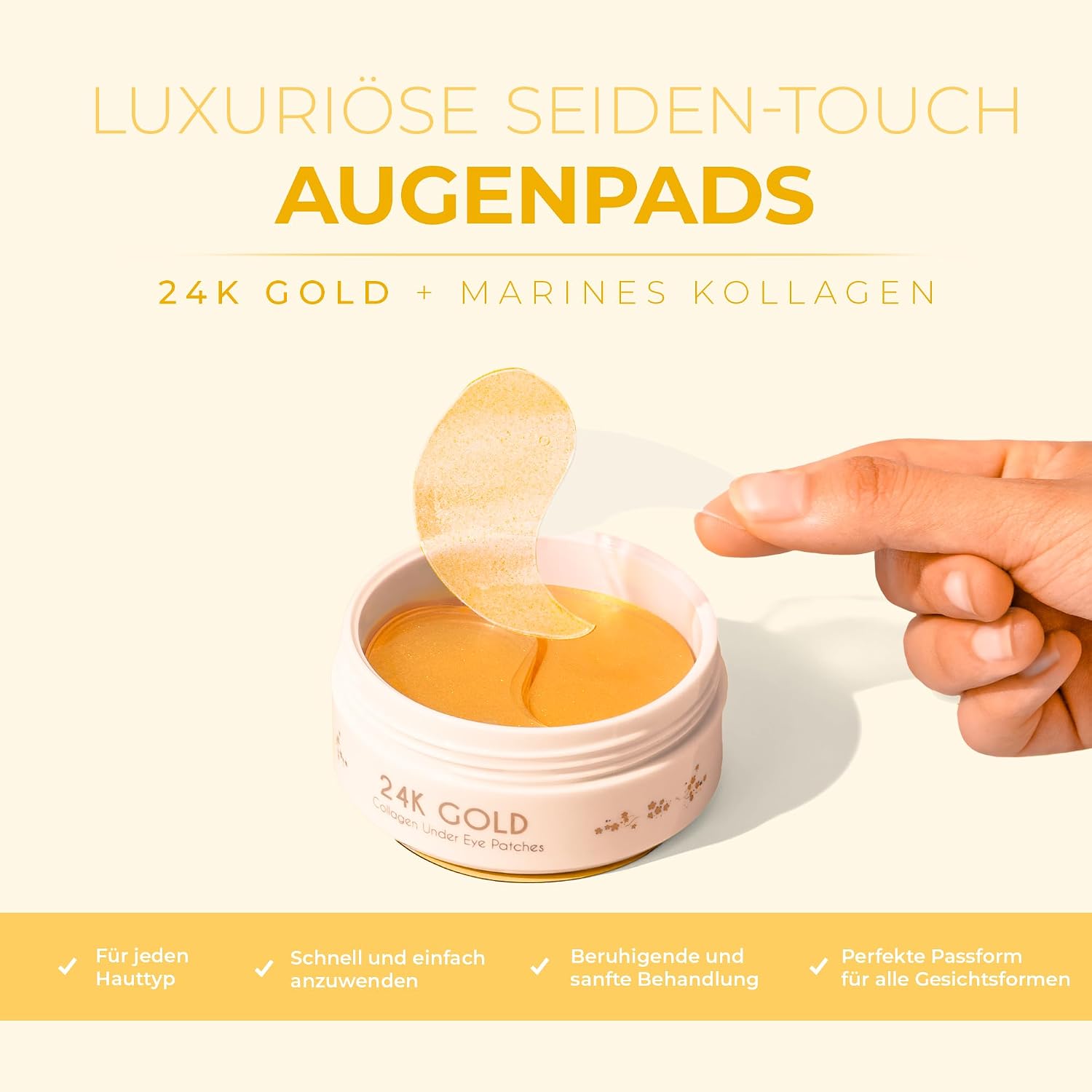 Detalle 2 de Victoria Beauty 60 Pads Kollagen Augenpads – 24K Gold, kühlend, anti-aging