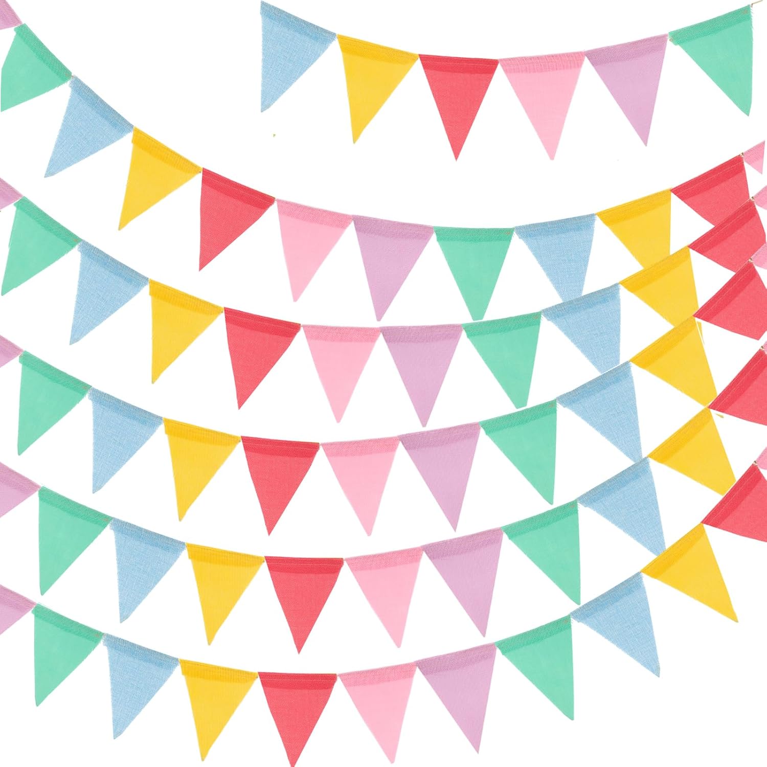 Thumbnail 5 de G2PLUS 6 m Wimpelkette Outdoor Pastell (24 Wimpel) – wetterfest für Garten, Balkon & Party-Deko