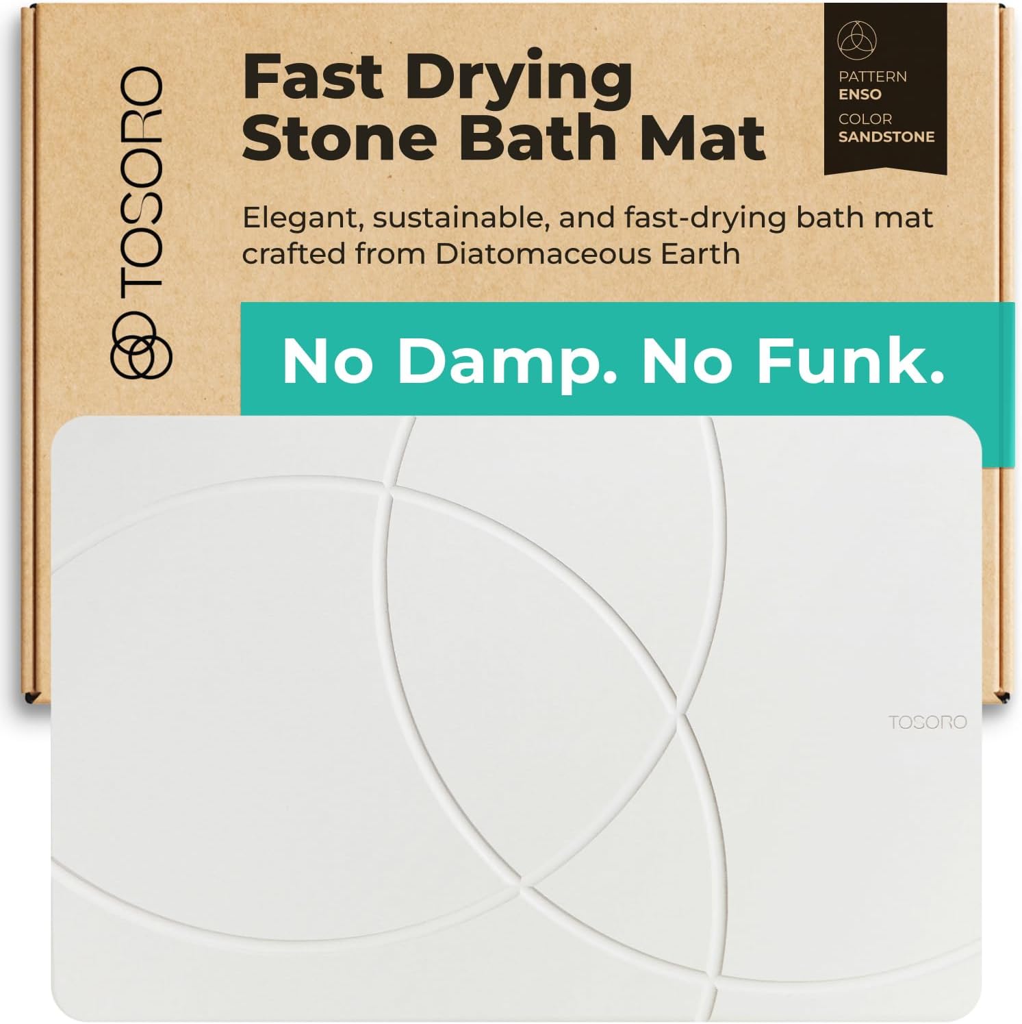 Detalle de TOSORO Diatomaceous Earth Bath Mat 23.5 x 15