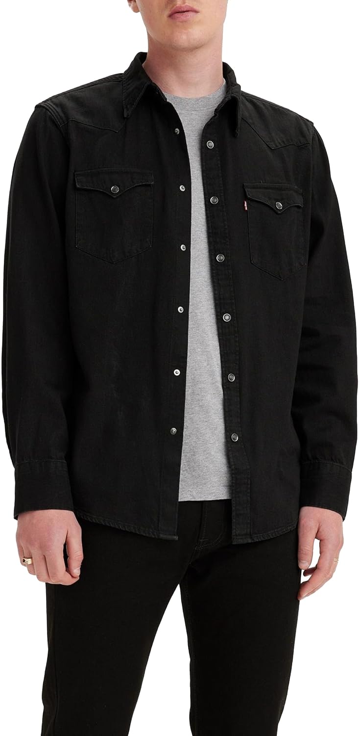 Detalle de Levi's Barstow Western Camiseta XL Hombre - Marble Black 🖤
