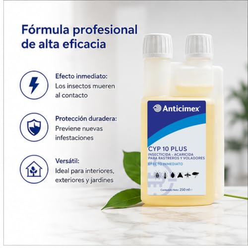 Detalle de ANTICIMEX CIPERGEN 9,3% Insecticida Concentrado 250 ml: control intensivo para rastreros y voladores