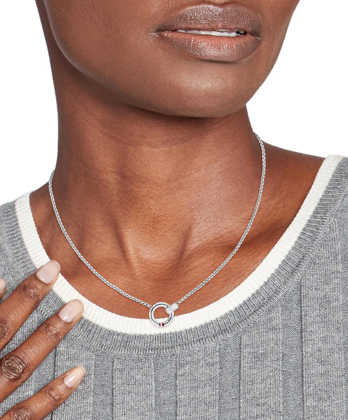 Thumbnail 2 de Tommy Hilfiger Jewelry collana a catena da donna in acciaio inossidabile con charm rotondo