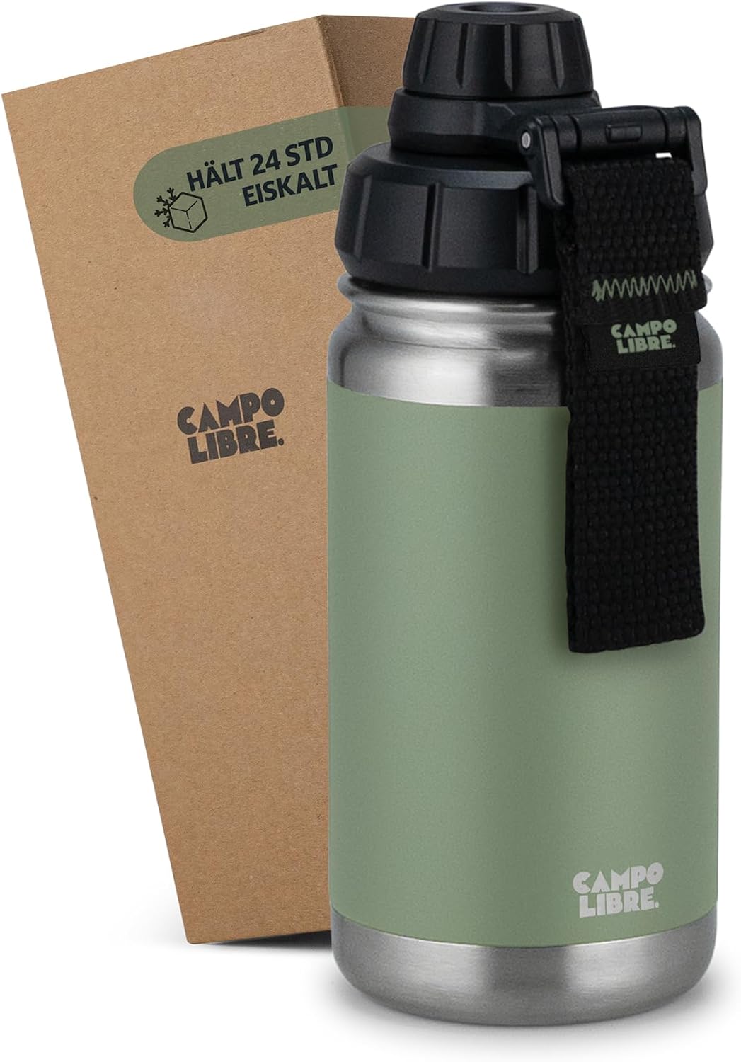 Thumbnail 6 de Campo Libre. Premium Edelstahl Trinkflasche 400 ml – isolierter Thermobecher, 12h heiß/kalt, auslaufsicher