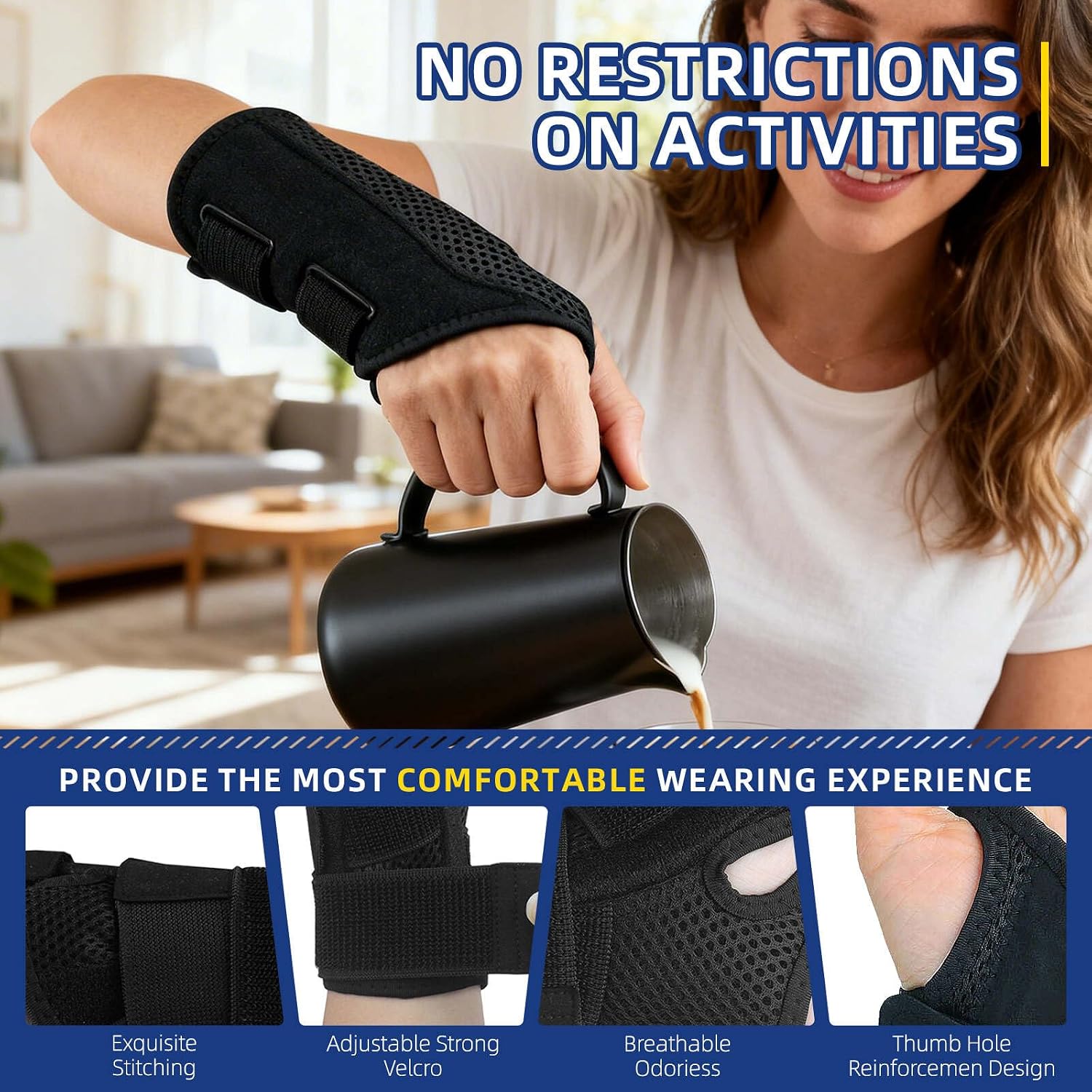 Thumbnail 1 de Bagtopia Wrist Brace, Left-Hand S/M Nylon Support with Adjustable Straps