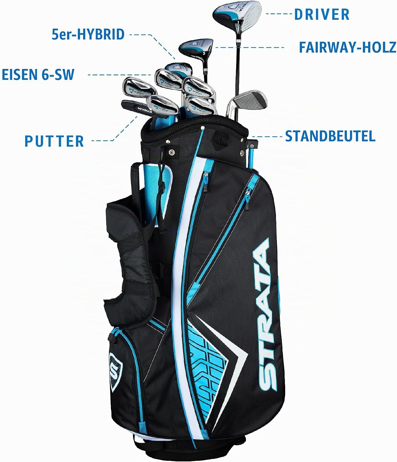 Detalle de Strata Golf-Komplettpaket-Set – vollständiges Golfset mit Distanz und Fehlerverzeihung