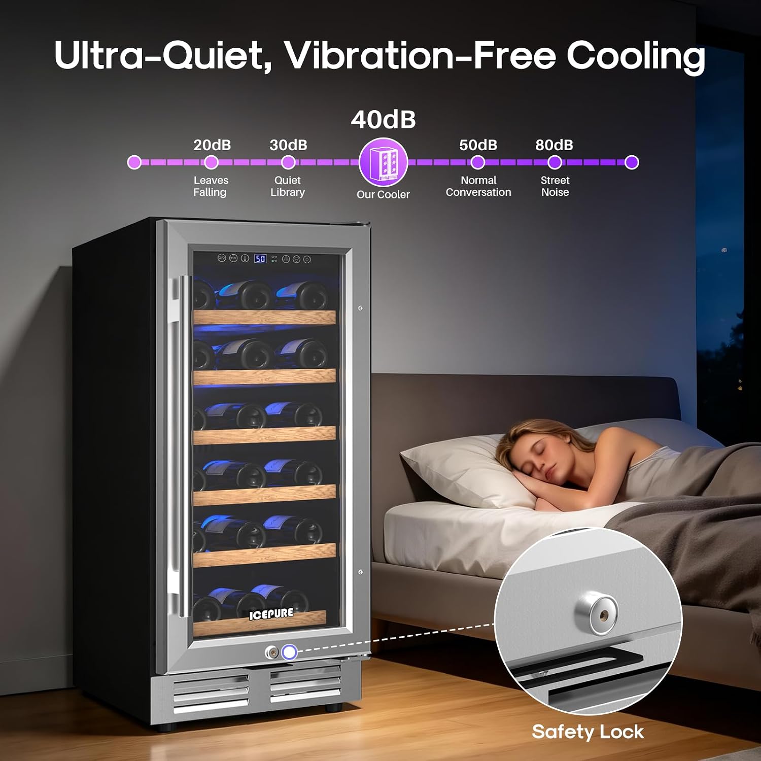 Thumbnail 5 de ICEPURE 15-Inch Wine Cooler, 28-Bottle Capacity, Single Zone, Glass Door