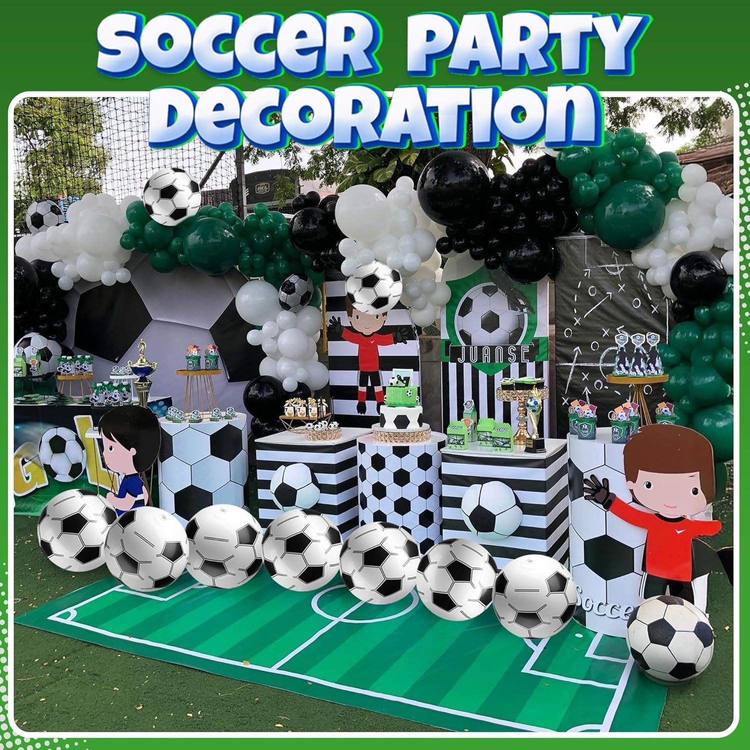 Detalle de Bedwina Inflatable Soccer Balls (Pack of 12) 16-inch Beach Balls for Pool Toys & Party Favors