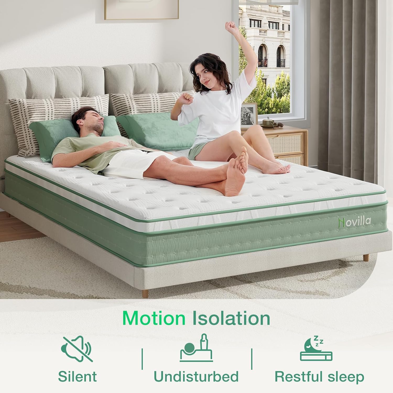 Thumbnail 5 de Novilla Double Bed Mattress (3-Zone Gel Memory Foam + Pocket Springs) 9.8 Inch Firm Hybrid, 135x190x25cm