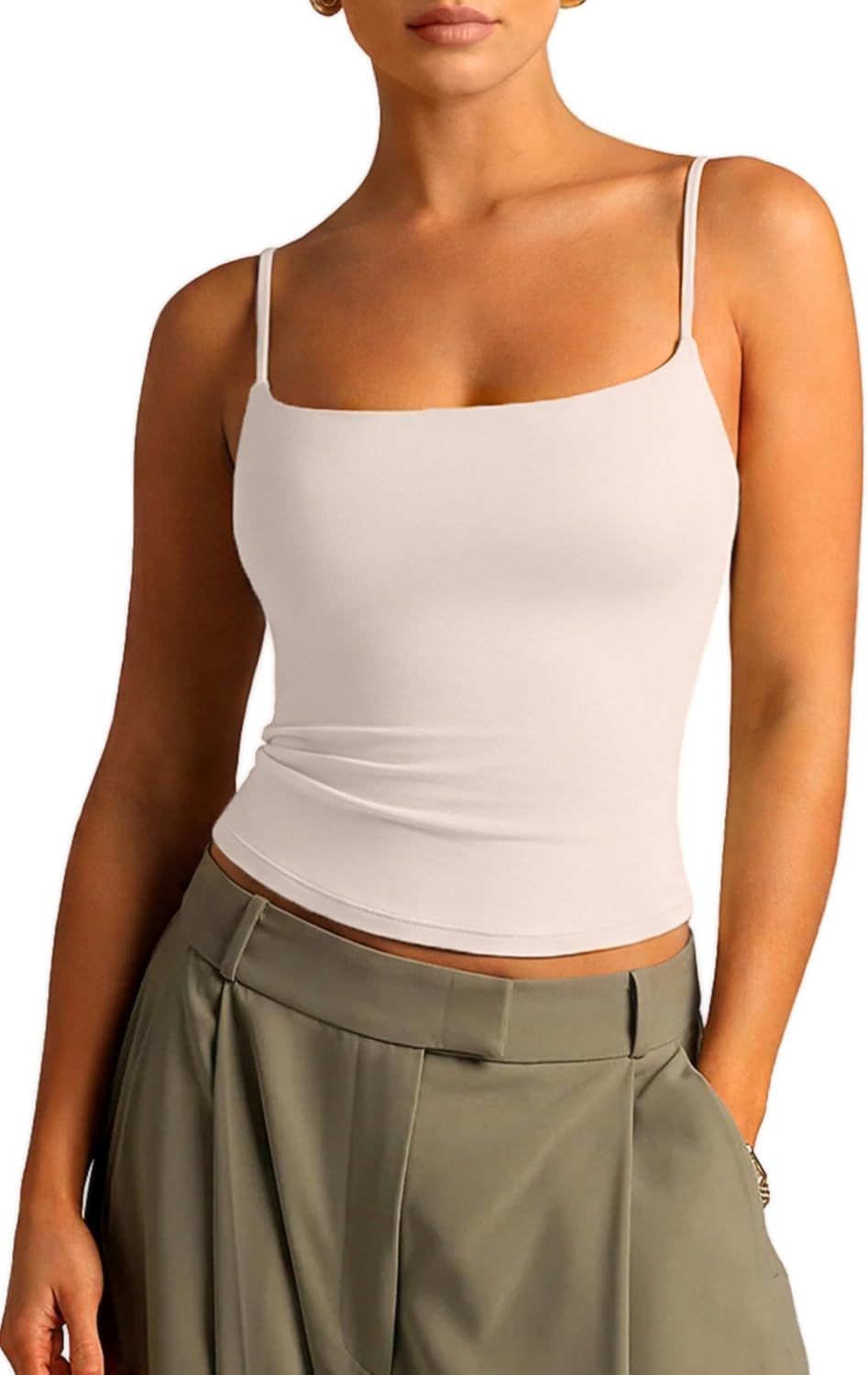 Detalle de SUUKSESS Women’s Cotton Double-Layer Cami, Unpadded with Adjustable Straps