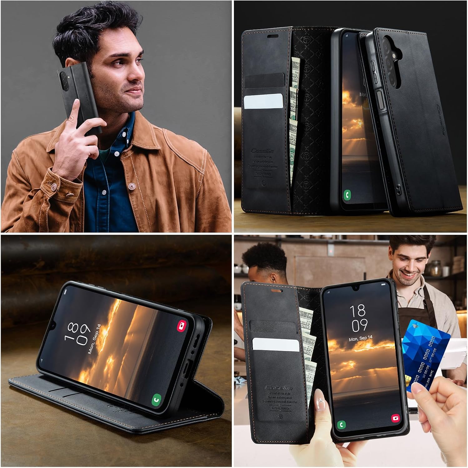 Thumbnail 6 de Lonjanfon Lederflip-Hülle für Samsung Galaxy A26 5G – RFID Wallet Case Schwarz