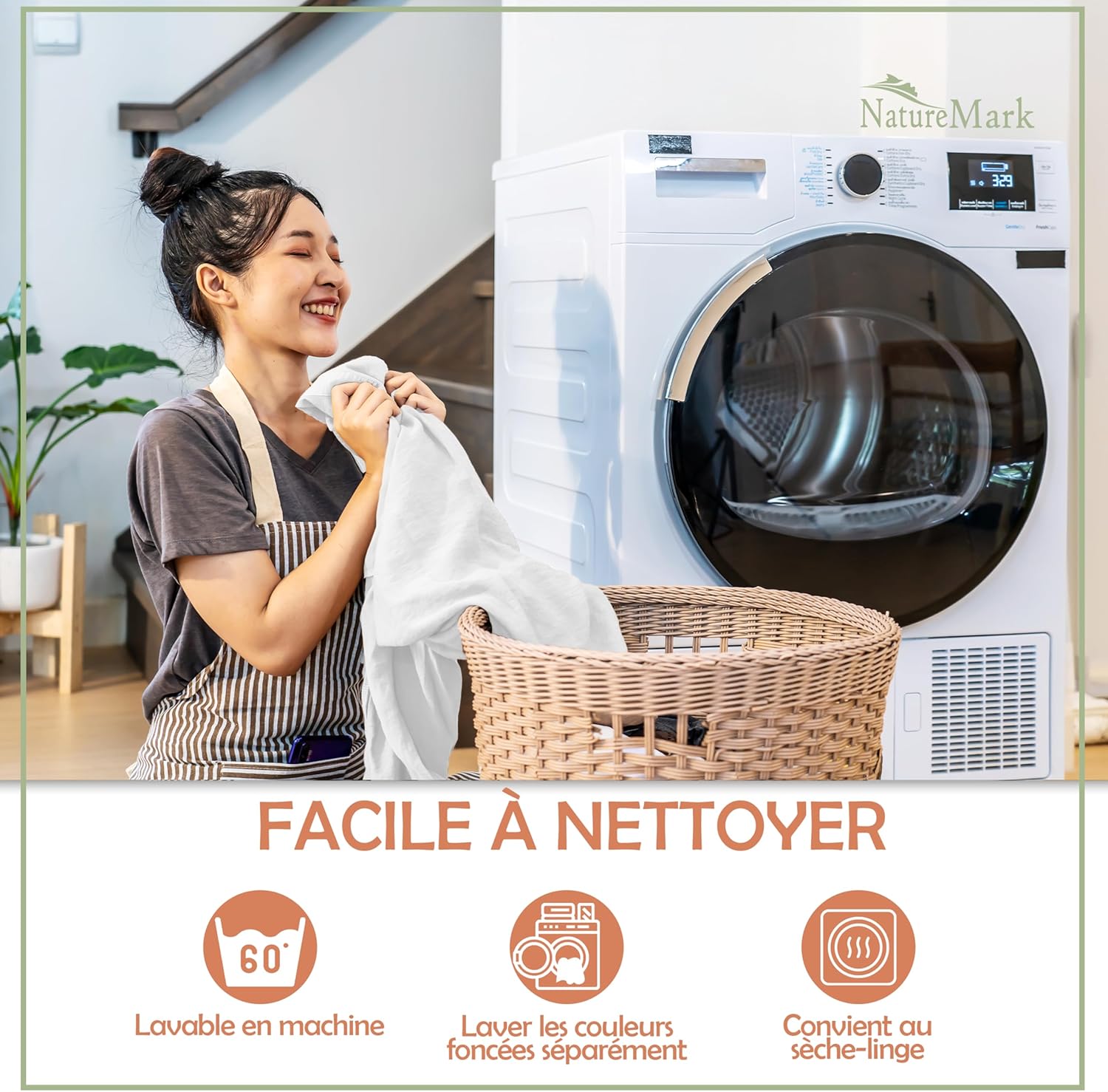 Thumbnail 5 de NatureMark Drap-Housse en Microfibre Brossée – Ultra Doux, Respirant & Hypoallergénique, 140x200 cm, Blanc