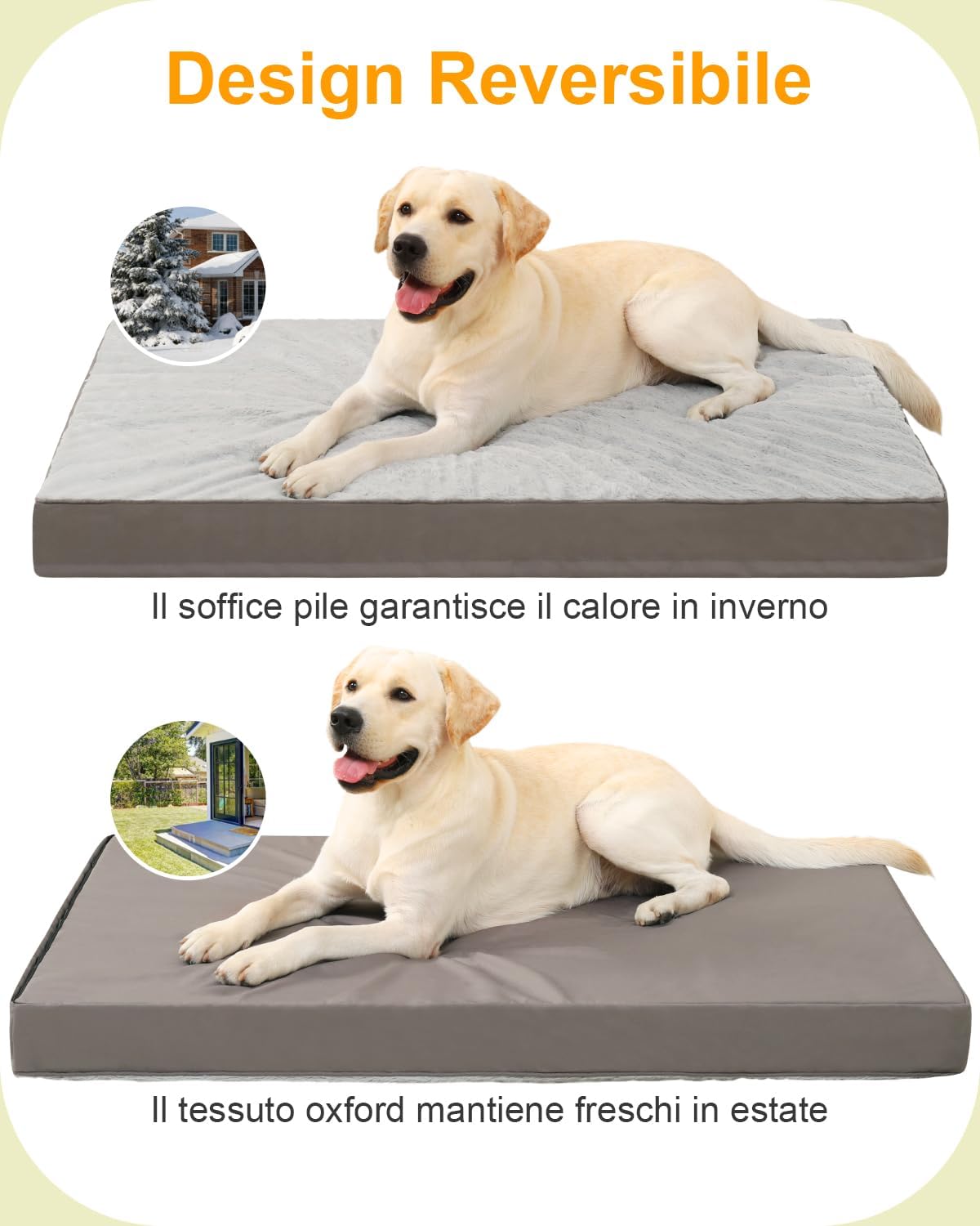 Detalle de KSIIA Ortopedico Cuccia Cane Interno 104x68 cm – Cuscino Grande a Forma di Uovo