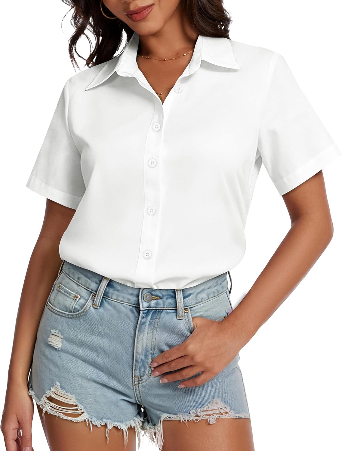 Thumbnail 1 de CHICALLURE Women’s Hawaiian Shirt, Short-Sleeve Floral Button-Down Blouse